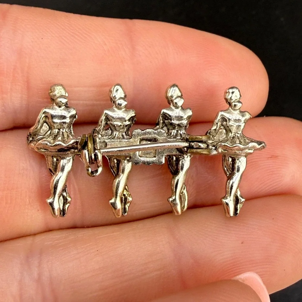 Vintage Ballet Dancer Brooch Silver Tone